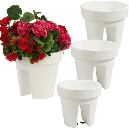 Lot De 3 Bacs De Rempotage Blanc Railing Railing Ø24.5 Cm Matt