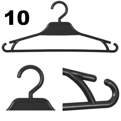 Lot de 10 cintres, crochets en plastique noir, vêtements pour enfants, largeur 31 cm