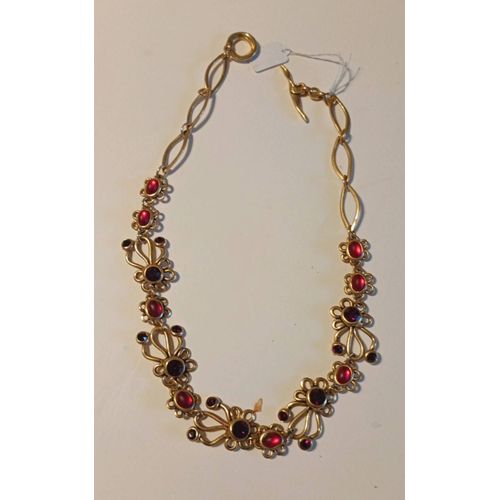 Collier Taratata,Or Avec Des Pierres Rouge !