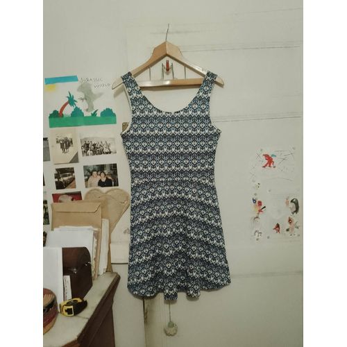 Robe Bleue Motifs Blancs 38 M H&M.