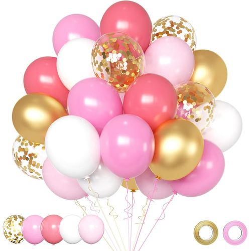 AYUHR-Ballon Rose Métallique Hélium: 50 Pièces Petit Ballons Anniversaire 5 Pouces Rosé Mini Ballons de Baudruche Fille Femme Ballon Gonflable pour Mariage Saint Valentin Gender Reveal Baby Shower