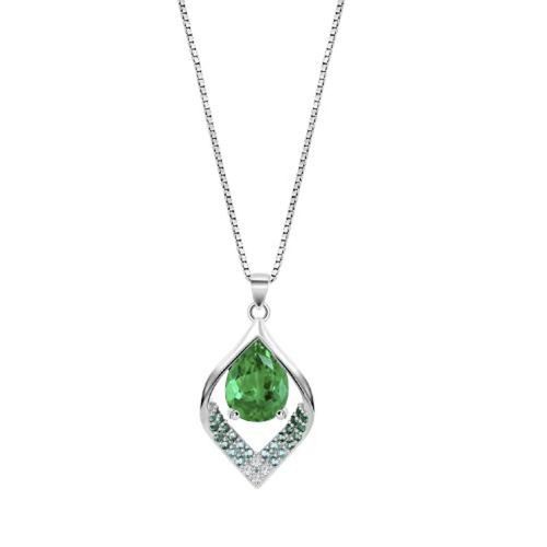 Collier Lotus Silver Goutte Verte