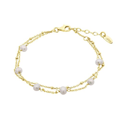 Bracelet Lotus Double Maille Avec Perles Blanches