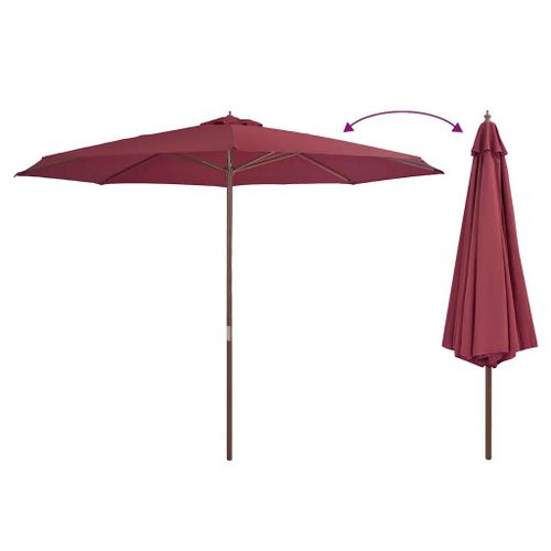 Prolenta Premium - Parasol D'extérieur Avec Mât En Bois 350 Cm Bordeaux