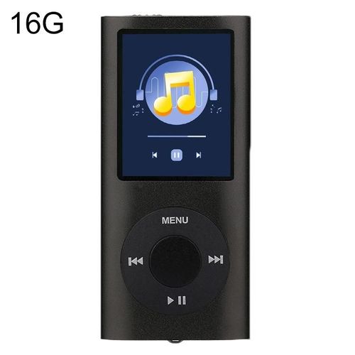 Lecteur MP4 Écran 1.8 Pouces 16GB Avec Écouteurs Et Câble Noir Noir YONIS