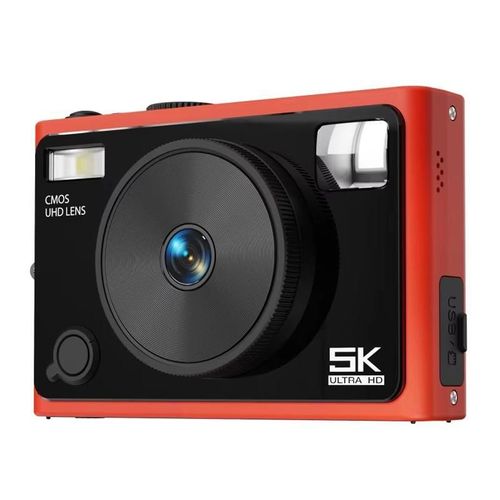 Appareil Photo Numérique 5K 72MP WiFi Zoom 18X Auto Focus Pour Étudiants Noir + Rouge YONIS