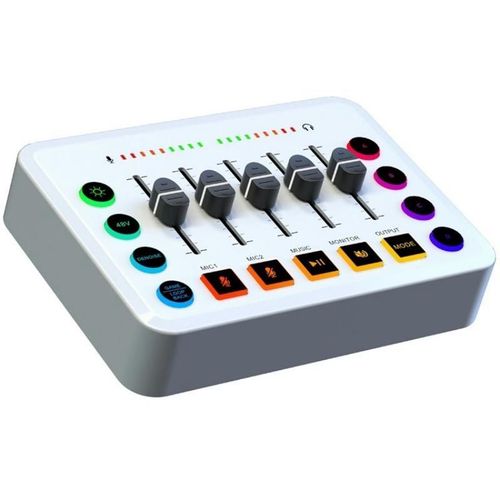 Table De Mixage Audio Avec Éclairage RGB Et Fonctions Personnalisables Blanc YONIS