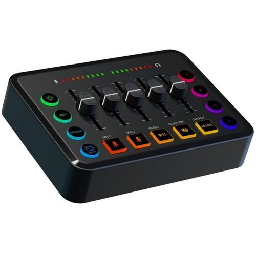 Table De Mixage Audio Avec Éclairage RGB Et Fonctions Personnalisables Noir YONIS
