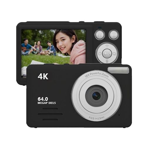 Appareil Photo Numérique 4K HD Avec Zoom 18x Et Écran 2.88 Pouces Pour Enfants Noir YONIS