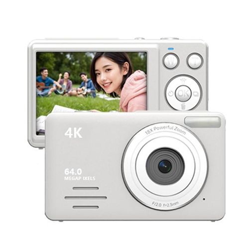 Appareil Photo Numérique 4K HD Avec Zoom 18x Et Écran 2.88 Pouces Pour Enfants Blanc YONIS