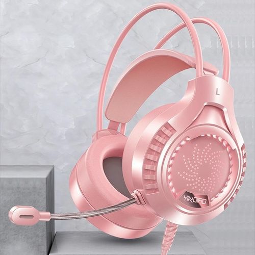Casque Audio Gaming USB Rose Avec Lumières Colorées Et Son Stéréo 7.1 YONIS