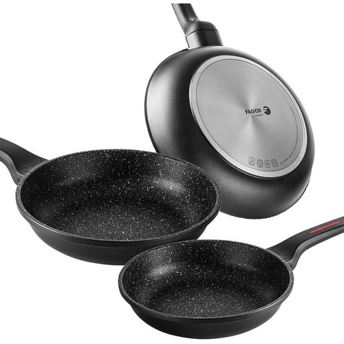 Checarzhn--No1-Alutherm Lot De 3 Poêles Induction 20-24-28 Cm Fonte D'aluminium Épaisseur 5,3 Mm Revêtement Anti-Adhérent Ecologique Xylan Plus Sans Pfoa Convient Tous Feux Vitrocéramique Gaz