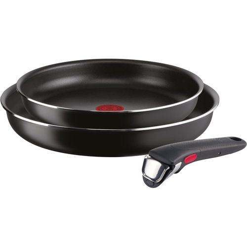 CHECARZHN--NO1-Ingenio Essential Plus Set De Casseroles Et Poêles Antiadhésives En Aluminium Pour Gaz Et Four, 3 Pièces, Poêles Ø 24 Et 28 Cm Et Poignée Amovible