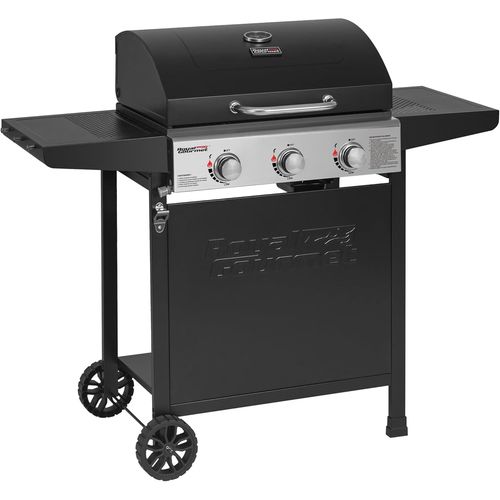 CHECARZHN--NO1-Barbecue Gaz Sur Chariot, 3 Brûleurs Bbq Gaz Avec Capot, Puissance 9Kw Propane, 2 Grilles En Émaillée, 2 Table Latérales, Thermomètre Intégré, Adapté Pour Jardin Et Camping