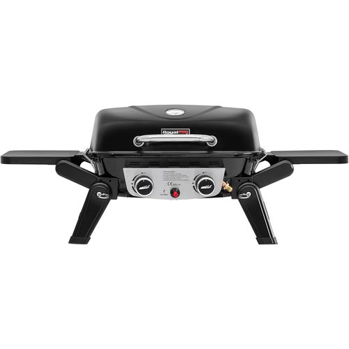 CHECARZHN--NO1-2 Brûleurs Barbecue Gaz Portable, Barbecue Grille Avec Tables Latérales Pliables Et Couvercle, Puissance 5Kw, Surface Cuisson 48 X 37 Cm, Adapté Pour Camping, Jardin, Terrasse