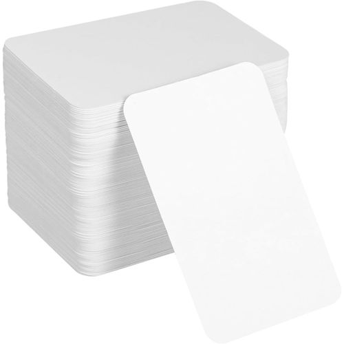 Lot De 200 Feuilles De Cartes, Vierges, 8,5 X 5,5 Cm, En Papier Vierge, 350 G/M², Cartes De Modération, En Papier Kraft Blanc, À Personnaliser, Pour Bricolage, École, Bureau, Apprentissage Du