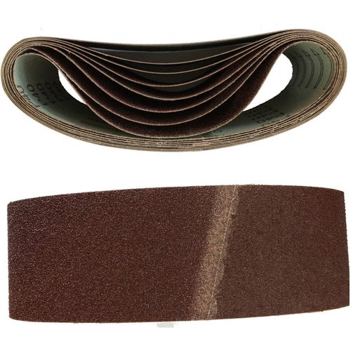 Lot de 10 bandes abrasives en tissu 75 x 457 mm | Grain 60 | Liant en résine synthétique | Bandes abrasives pour ponceuse à bande | Idéal pour le bois, le métal, la peinture et la rouille | Abrasif