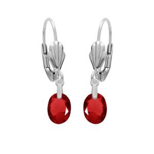 Boucles D'oreilles Dormeuse Argent Rhodié Goutte Oxyde Grenat Foncé Faceté