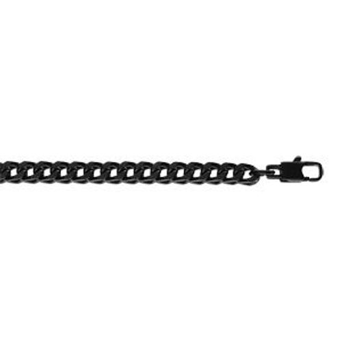 Bracelet Acier Pvd Noir Maille Carrée 5x5 Franco 22cm