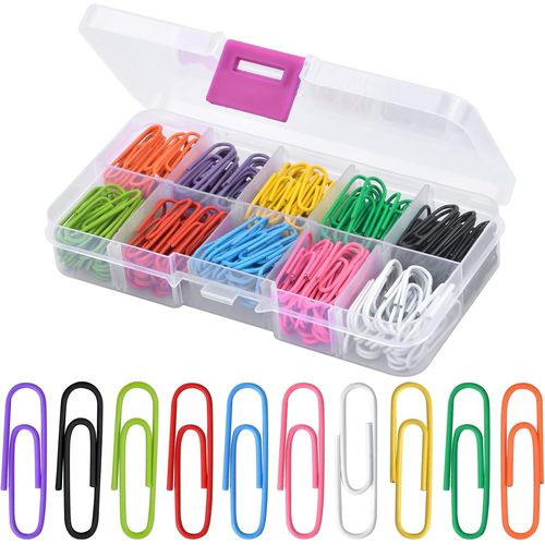 Trombones Bureau, Lot De 250 Trombones Colorés Clips En Métal Avec Boîte En Plastique, Pour Papeterie De Bureau École Document Classification Du Papier, 28 Mm, Multicolore