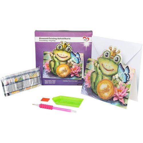 Carte De Peinture Diamant | 370 G/M² | 16,3 Cm X 16 Cm | Enveloppe Et Outils Inclus (Roi Grenouille)