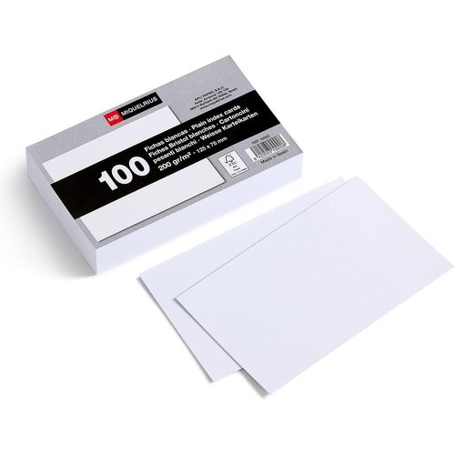 Flashcards, Cartes D`Étude, 100 Fiches Bristol Blanches Pour Notes, Format 125 X 75 Mm, Papier Carton Offset 200 G/M², Fournitures De Bureau Et Scolaires Pour La Rentrée