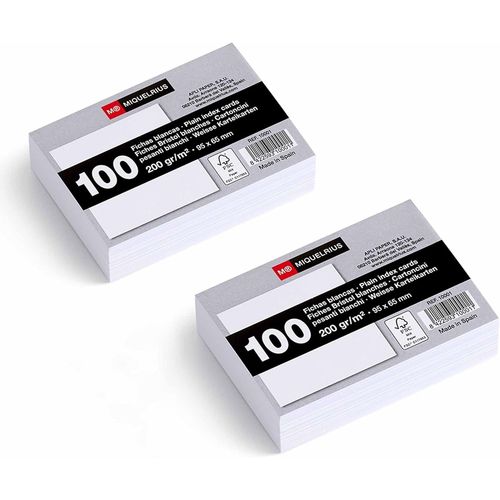 Lot De 200 Fiches Bristol Blanches Pour Notes, Cartes D`Étude En Carton Offset 200 G/M², Flashcards Format 95 X 65 Mm, Fournitures De Bureau Et Scolaires Pour La Rentrée