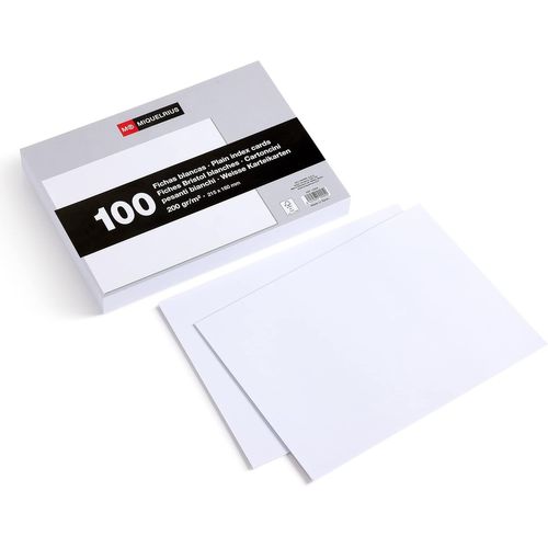 Flashcards, Cartes D`Étude, 100 Fiches Bristol Blanches Pour Notes, Format 215 X 160 Mm, Papier Carton Offset 200 G/M², Fournitures De Bureau Et Scolaires Pour La Rentrée