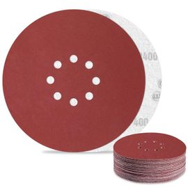Disque Abrasif 225 mm 8 Trous Papier Poncage Grain 400 pour Disque Ponceuse Murale (30Pièces)