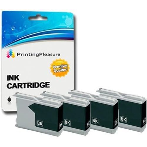 4 Noir Cartouches d'encre compatibles pour Brother DCP-130C 135C 150C 260C 330C 350C 357C 540CN 560CN 750CW 770CW Fax-1355 1360 1460 1560 2840C MFC-235C 240C 440CN 465CN 5460CN | LC1000 LC970