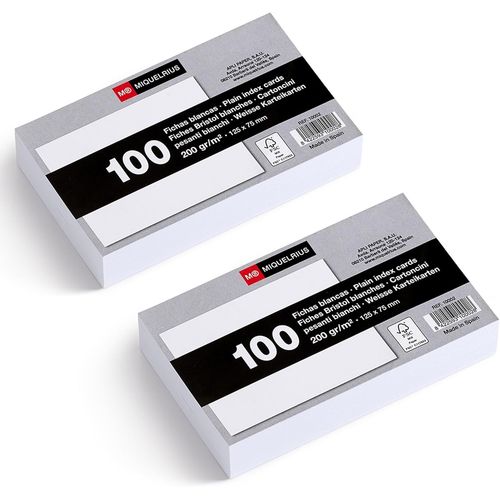 Lot De 200 Fiches Bristol Blanches Pour Notes, Cartes D`Étude En Carton Offset 200 G/M², Flashcards Format 125 X 75 Mm, Fournitures De Bureau Et Scolaires Pour La Rentrée