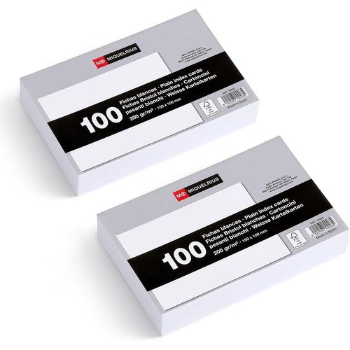 Lot De 200 Fiches Bristol Blanches Pour Notes, Cartes D`Étude En Carton Offset 200 G/M², Flashcards Format 150 X 100 Mm, Fournitures De Bureau Et Scolaires Pour La Rentrée