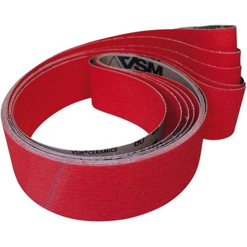 Bande Abrasif Céramique Grains 80 pour Métal, Rouge, 30 x 533 mm