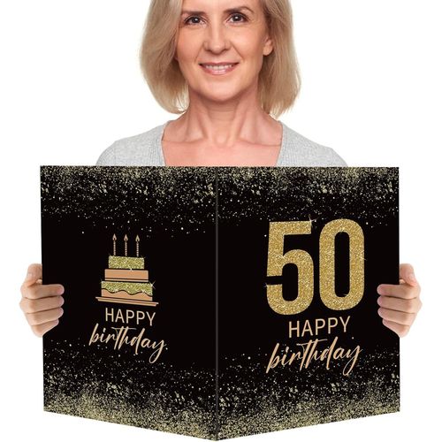 Grande Carte de Voeux 50 ans Happy Birthday Géante Carte Anniversaire Joyeux Anniversaire Cadeau pour Anniversaire