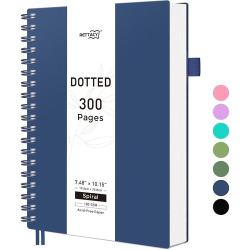 Carnet De Notes À Spirale, Format B5, 300 Feuilles/150 Pages Pour Écrire, 100 G/M², Couverture Rigide En Pvc, Pour Femme, Homme, Travail, Bureau, École, 19 X 25 Cm, Bleu Marine