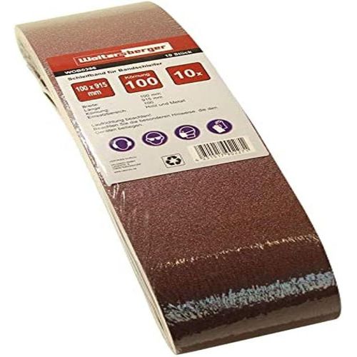 Lot de 10 bandes abrasives en tissu ¿ Dimensions : 100 x 915 mm ¿ Grain P120 ¿ pour ponceuses à bande ¿ Papier Abrasif ¿ Ensemble de Bandes Abrasives