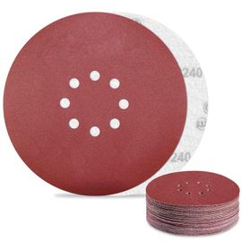 Disque Abrasif 225 mm 8 Trous Papier Poncage Grain 240 pour Disque Ponceuse Murale (30Pièces)