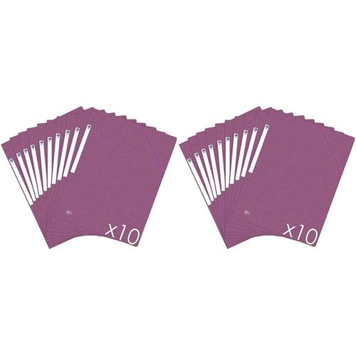 Lot De 20 Chemises Cartonnees 3 Rabats Format A4 Fermeture Elastiques - Pochettes Couleur Prune