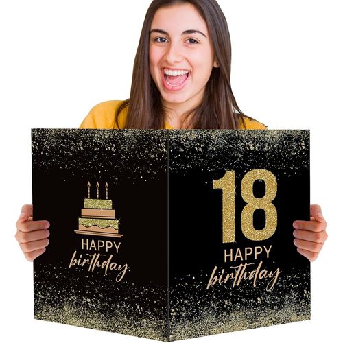 Grande Carte de Voeux 18 ans Happy Birthday Géante Carte Anniversaire Joyeux Anniversaire Cadeau pour Anniversaire