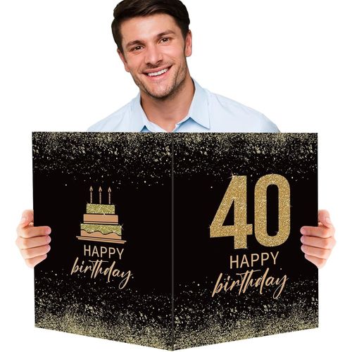 Grande Carte de Voeux 40ans Happy Birthday Géante Carte Anniversaire Joyeux Anniversaire Cadeau pour Anniversaire