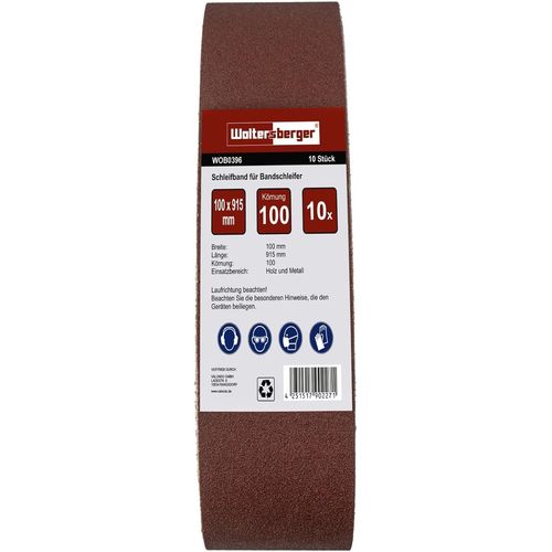 Lot de 10 bandes abrasives en tissu ¿ Dimensions : 100 x 915 mm ¿ Grain P100 ¿ pour ponceuses à bande ¿ Papier Abrasif ¿ Ensemble de Bandes Abrasives