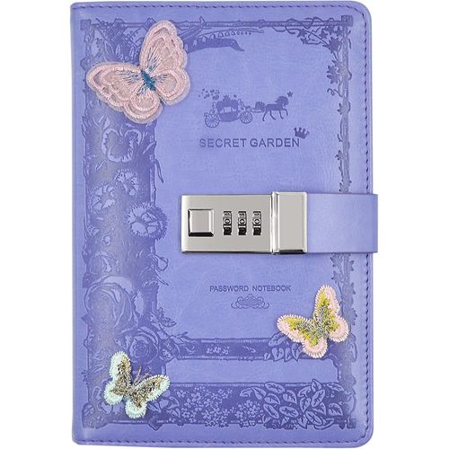 Carnet De Note Journal Intime Avec Code(Décor Papillon), Carnet Secret Fille, B6 Cuir Pu Écriture Carnet Avec Serrur Pour Bureau Scolaires Étudiant Papeterie Cadeau D'anniversaire, 200x135mm