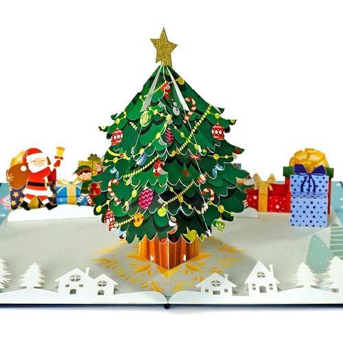 Xmas Tree - Carte De Noël Pop Up, 15x20cm, Carte Noel 3d (Arbre De Noël)