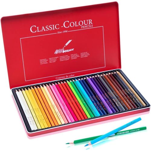 Lot De 36 Crayons De Couleur Professionnels Avec Boîte En Étain Pour Adultes, Artistes Et Débutants, Dessin, Croquis, Peinture, Livre De Coloriage, Fournitures De Papeterie