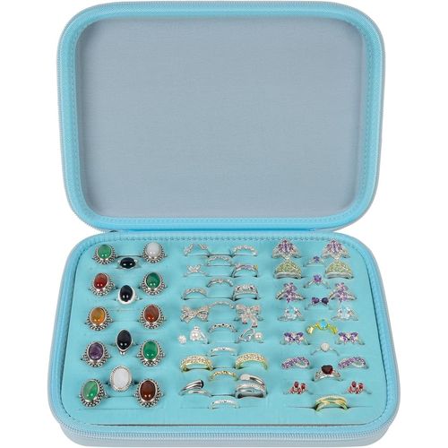 Boîte De Rangement Pour Bagues ¿ Présentoir À Bijoux Avec 42 Emplacements, Plateau Pour Bagues Pouvant Contenir Plus De 50 Bagues, Boucles D'oreilles, Broches Et Boutons De Manchette (Boîte