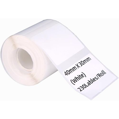 1 Rouleau De Rubans Pour Étiqueteuse M110/120 - Blanc - Autocollants Imperméables - 40 X 30 Mm - 230 Étiquettes - Papier D'impression Thermique Pour Code-Barres, Commerce De Détail, Bureau À