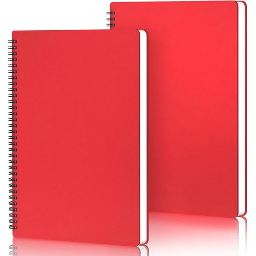 Cahier Page Blanche A4-2 Pièces Rouge Carnet Spirale A4 - Bloc Note A4 21x29.2cm - 100gsm Carnet Feuille Blanche - 60 Feuilles/120 Pages Cahiers À Spirales Carnet De Voyage