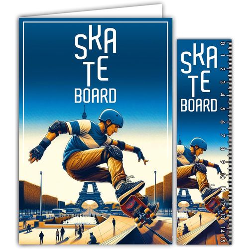 Carte Skateboard Avec Enveloppe 12x17,5cm Pour Sportif Sportive Urbain Street Et Park Skatepark Trocadéro Tour Eiffel Paris - Collection Passion Sports