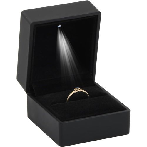 Boîte À Bague En Velours Avec Lumière Led, Boîte À Bagues De Fiançailles Boîte À Bagues Carrée En Velours Boîte Cadeau D'affichage De Bijoux Pour Mariage Proposition Fiançailles