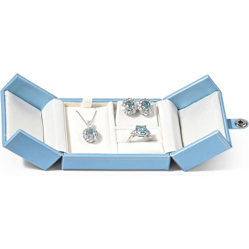 ¿Boîte À Bijoux Premium 3-En-1 En Cuir¿ - Écrin Luxueux Pour Bagues, Colliers & Boucles D'oreilles - Idée Cadeau Élégante (Mariage/Anniversaire) & Rangement Voyage (Bleu)
